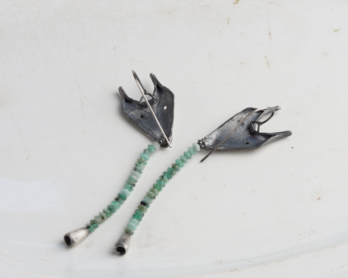 Emerald Creature Mask Earrings