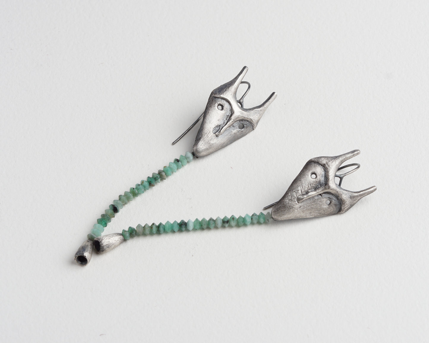Emerald Creature Mask Earrings