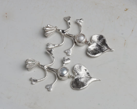 Growing Heart Pearl Earrings