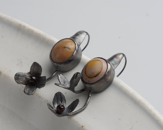 Mookaite Flora Silver Earrings