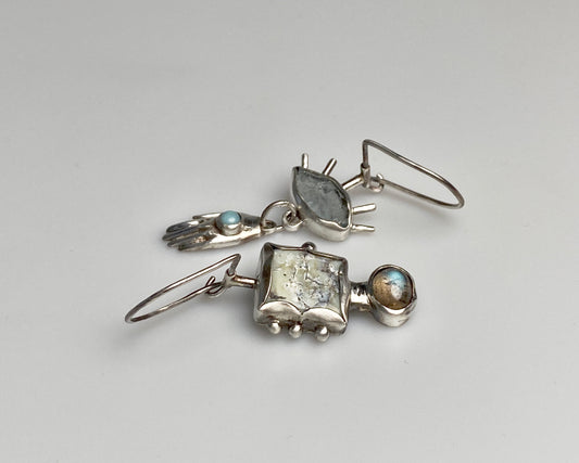 Chrysoprase Charm & Aquamarine Gaze Earrings