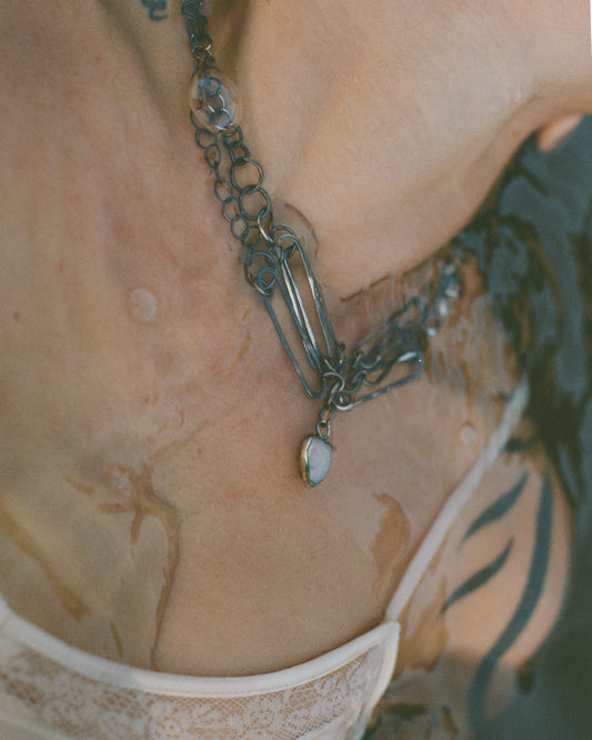 Heart Necklace with Ethiopian Opal