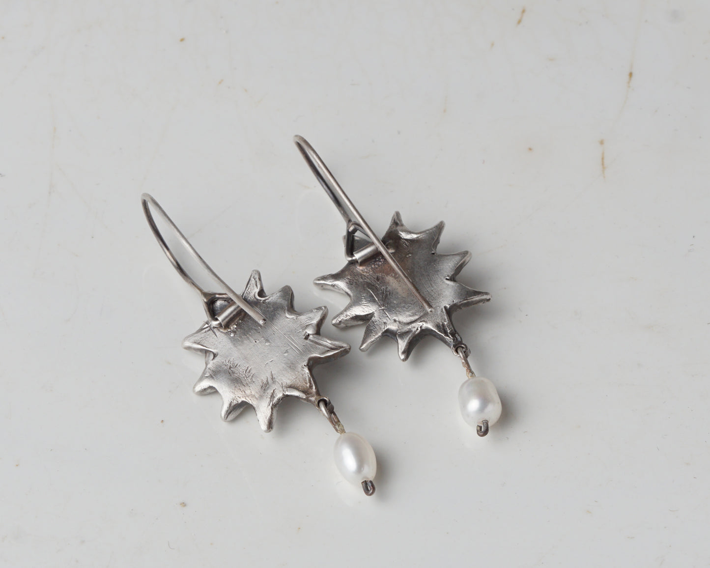 Silver Sun Earrings with Labradorite and Zirconia