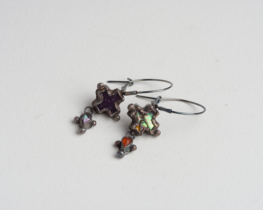 Antique Mismatch Gem Hoops