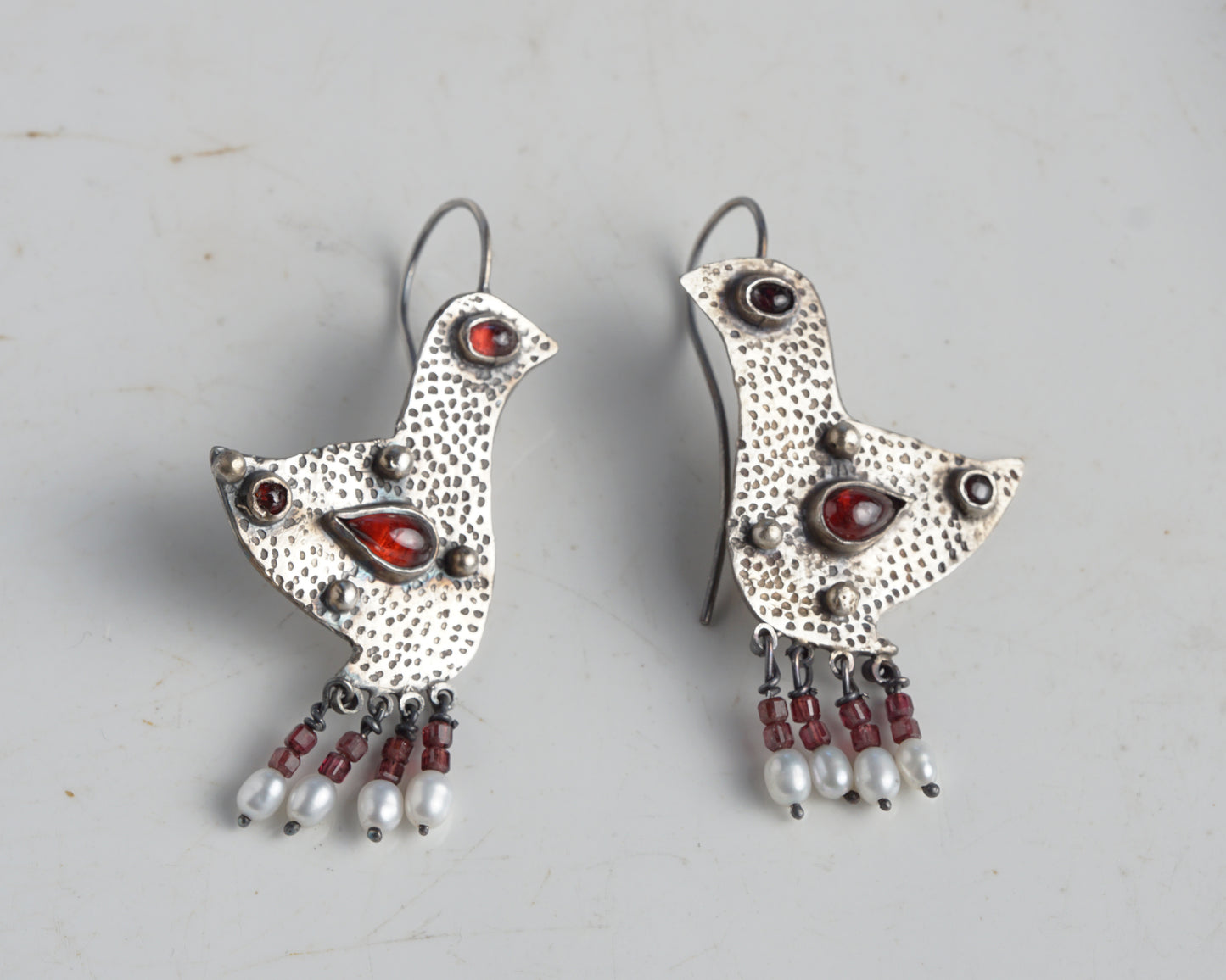 Ruby birds earrings