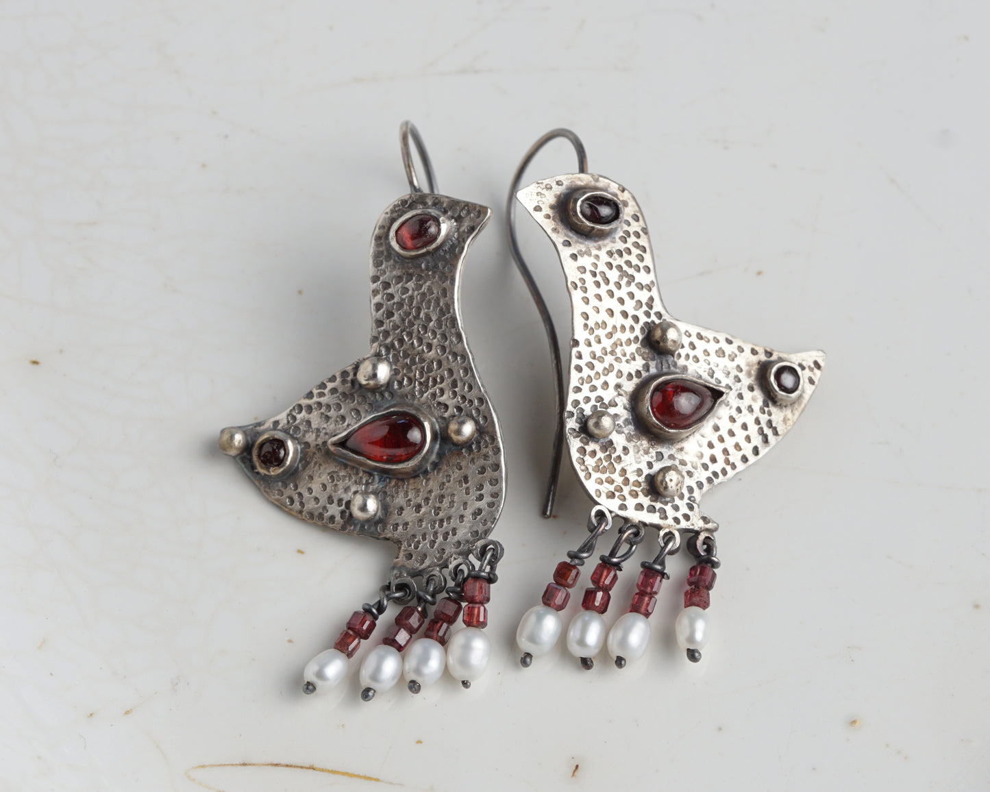 Ruby birds earrings