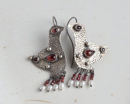 Ruby birds earrings