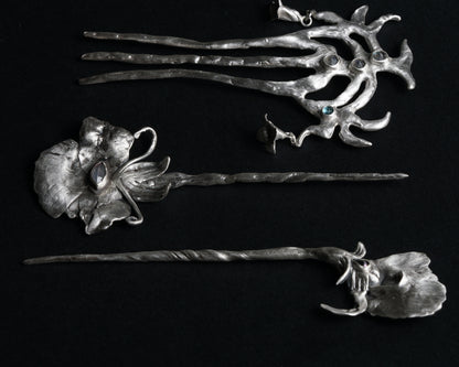 Silver Thorn Hair Comb