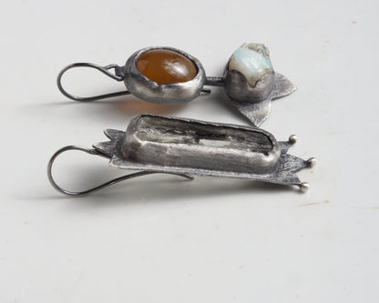 Mismatched Window & Flower Earrings