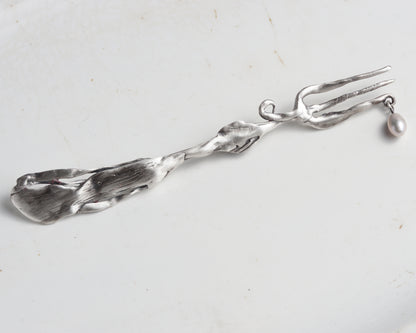 Oyster Fork Silver Brooch