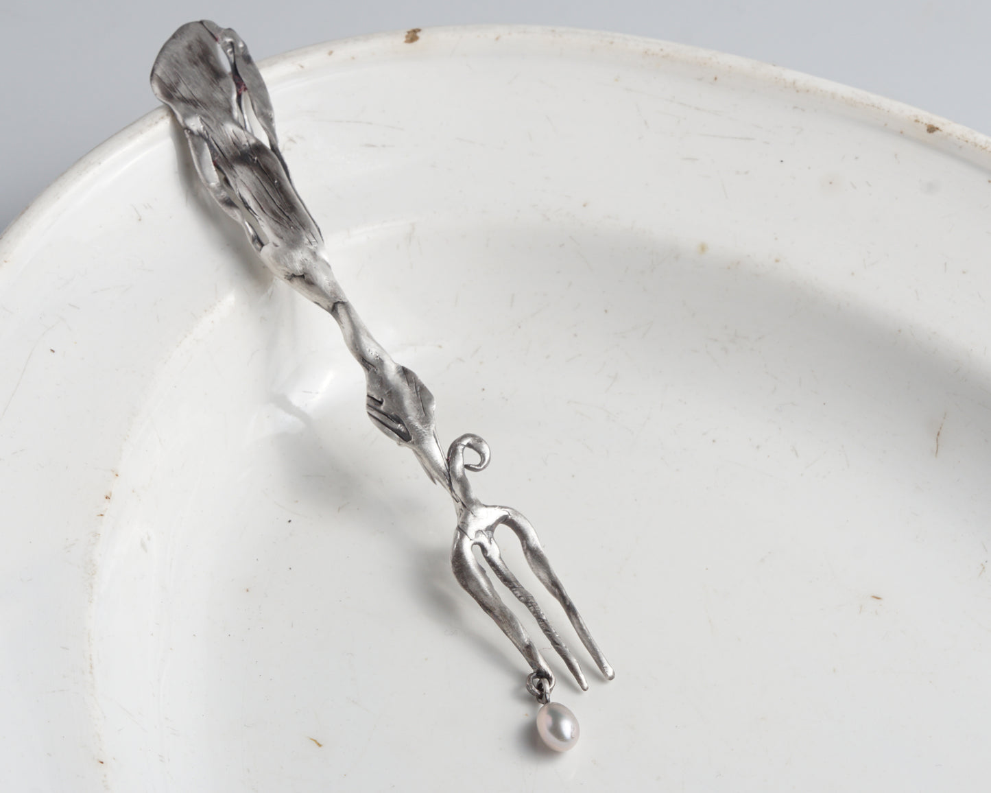 Oyster Fork Silver Brooch