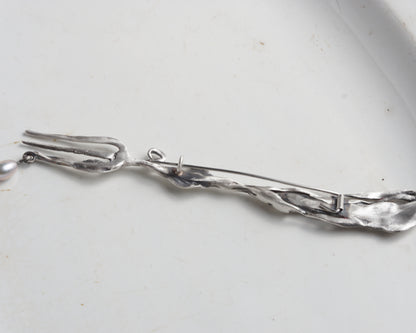 Oyster Fork Silver Brooch