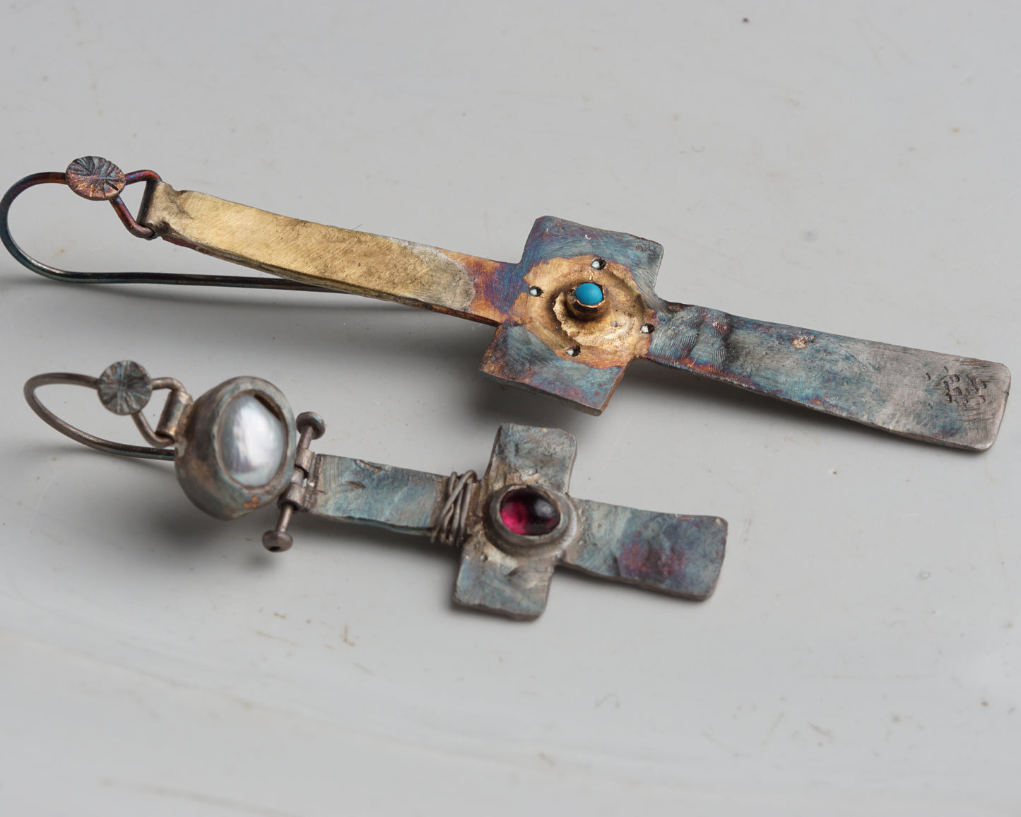 Gilded Relic Cross Earrings