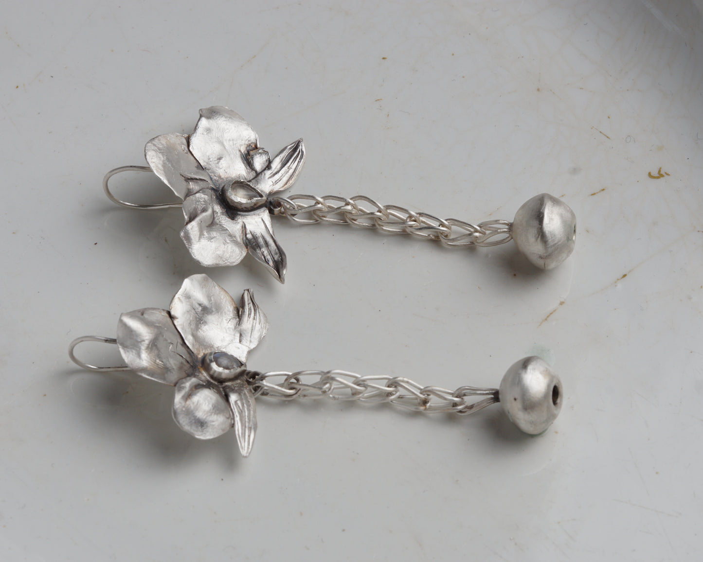 Moonlit Orchid Sphere Drop Earrings
