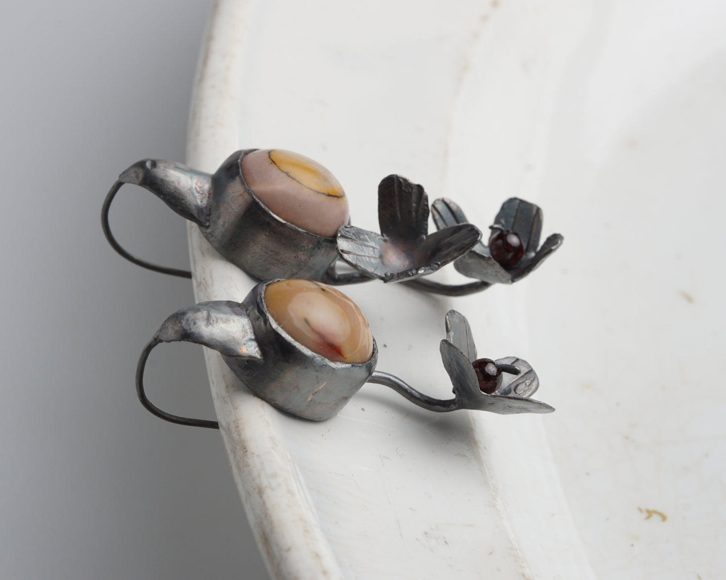 Mookaite Flora Silver Earrings
