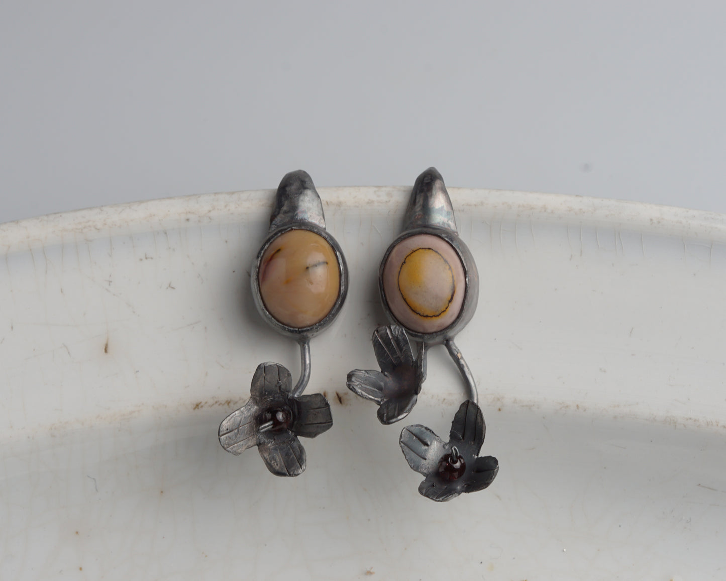 Mookaite Flora Silver Earrings