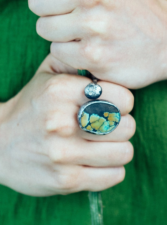 Turquoise Calcite Silver Ring