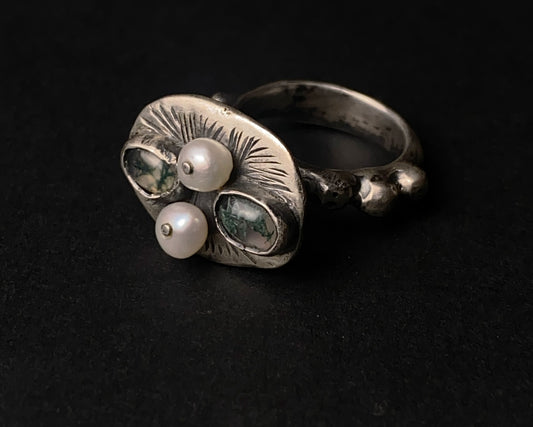 Moss Whisper Sterling Silver Ring