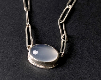 Uneven Agate Silver Necklace