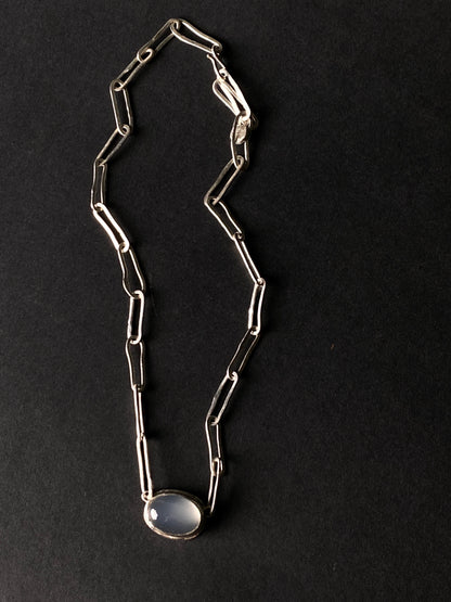 Uneven Agate Silver Necklace