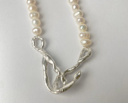 Freshwater Pearl and Sterling Silver Twist Necklace