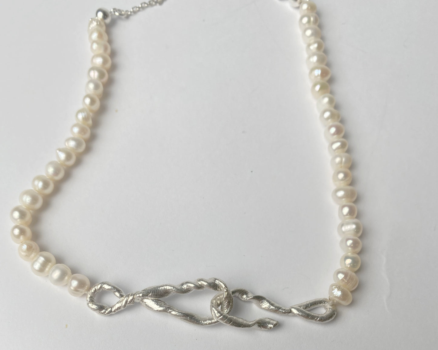 Freshwater Pearl and Sterling Silver Twist Necklace