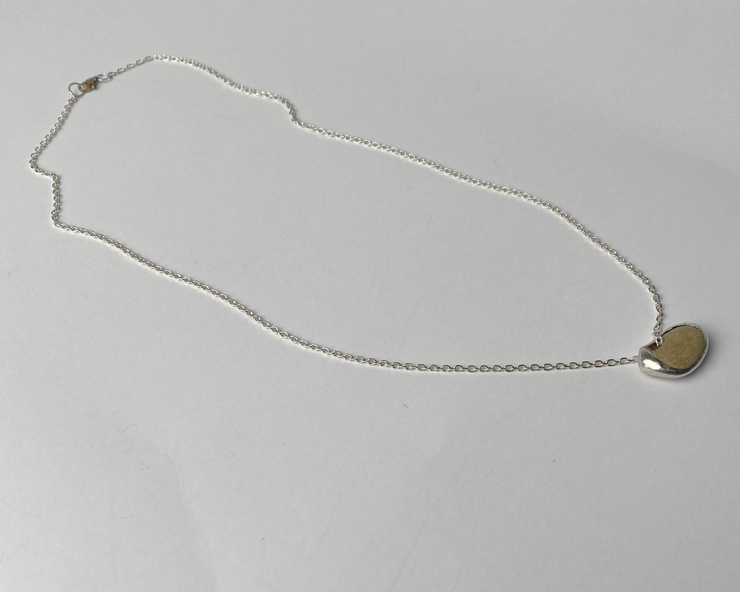 Sterling Silver Handmade Necklace with Pebble Pendant