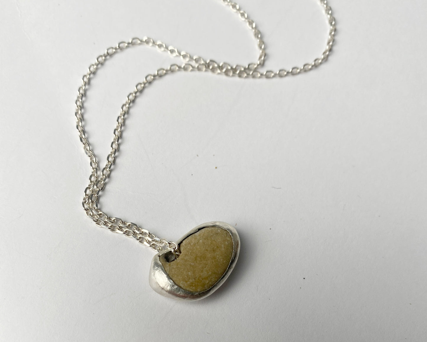 Sterling Silver Handmade Necklace with Pebble Pendant