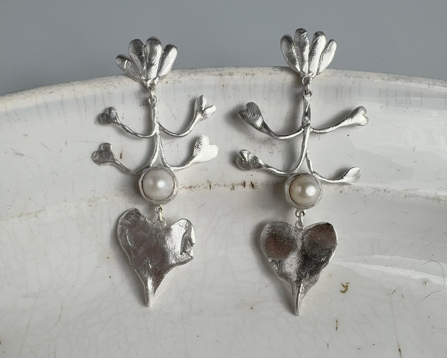 Growing Heart Pearl Earrings