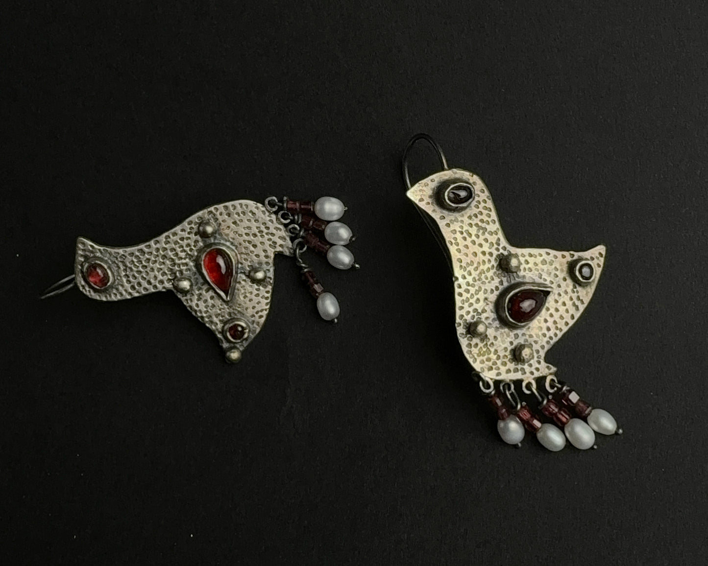 Ruby birds earrings