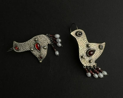 Ruby birds earrings