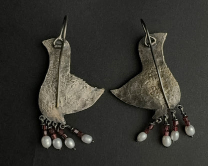 Ruby birds earrings
