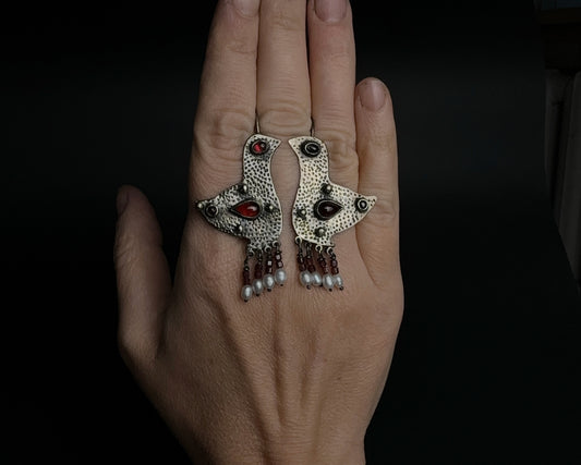 Ruby birds earrings