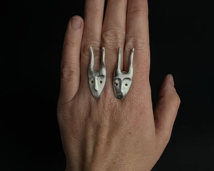 Silver Mask Earrings