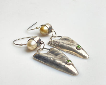 Pearl Essence & Jade Touch Silver Earrings