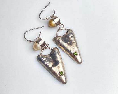 Pearl Essence & Jade Touch Silver Earrings