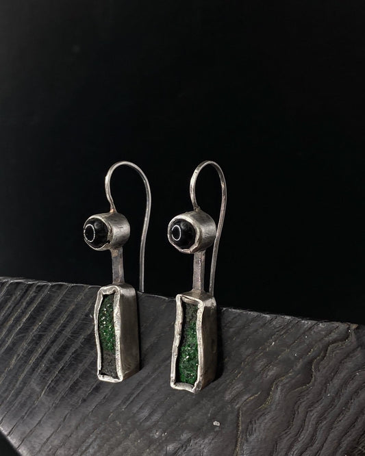 Black Onyx and Green Garnet Oddity