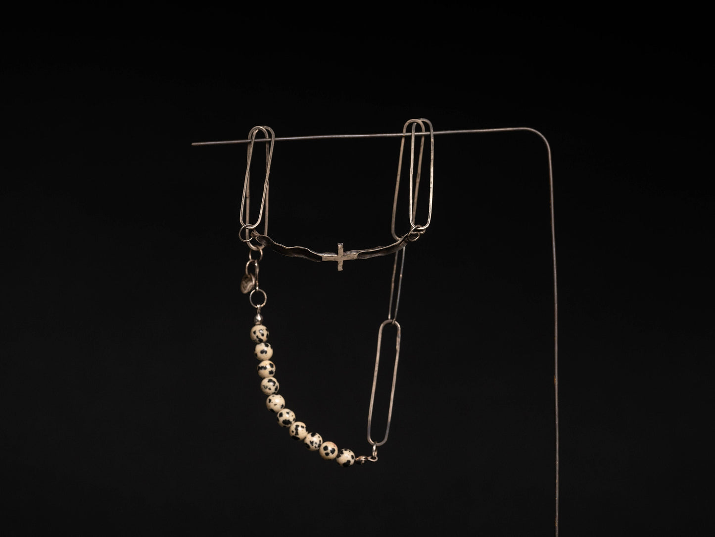 Silver necklace with Dalmatian jasper