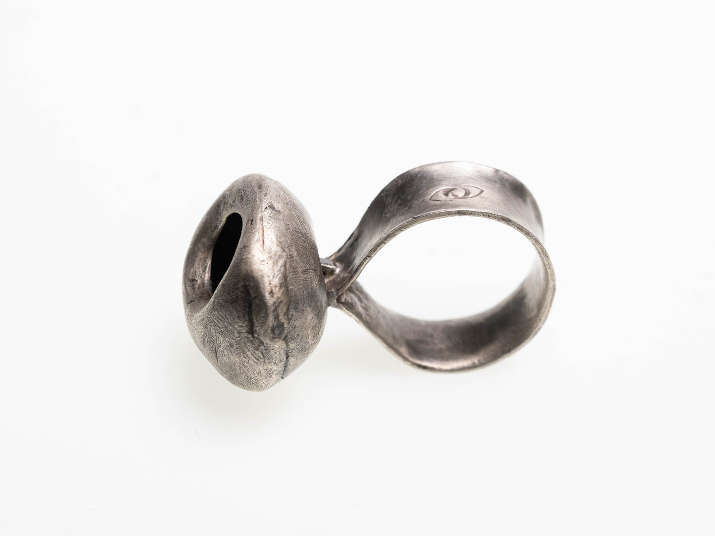 Unusually shaped silver ring