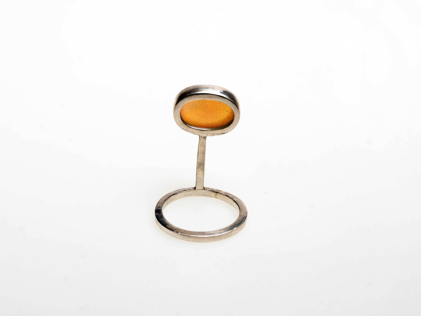 Minimalistic ring with oval-shaped natural Brazilian opal